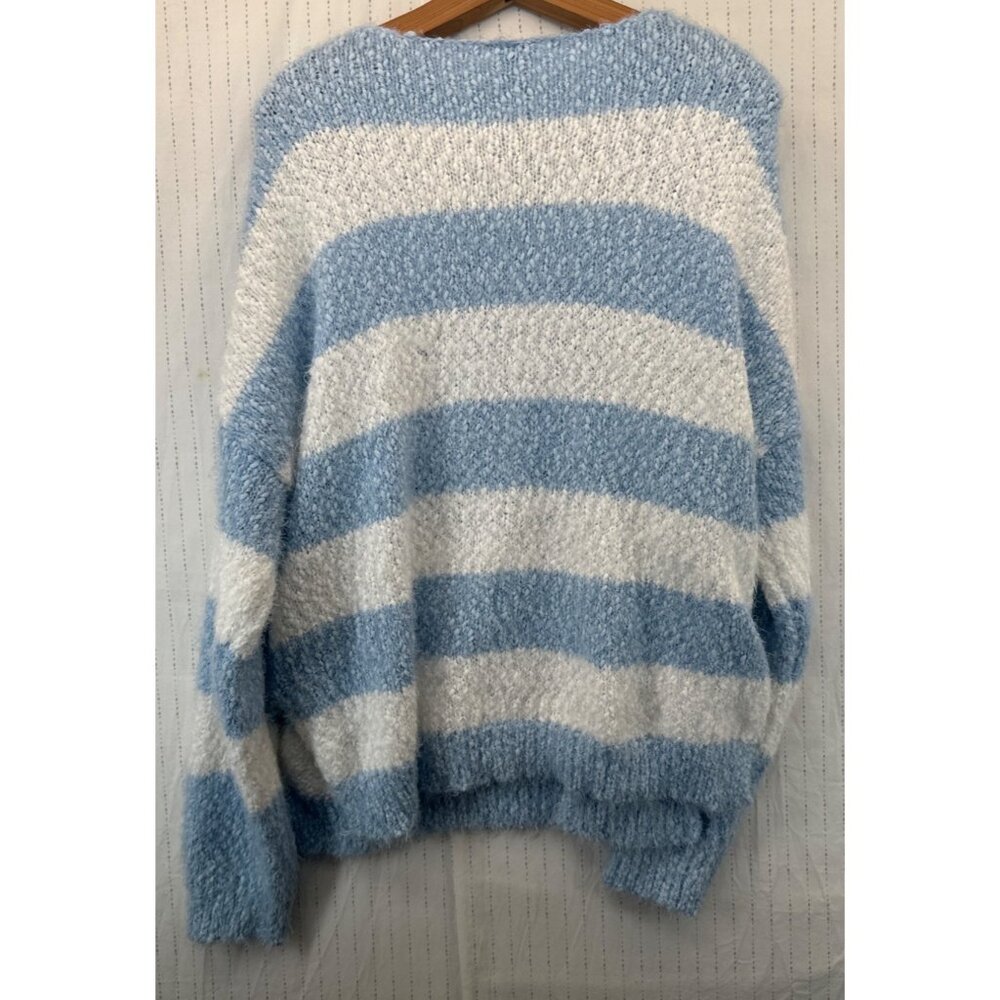 Rue21 Womens Sweater Sz XL NEW w/Tags Blue Striped V-Neck Cozy Comfy Classic - Picture 2 of 10